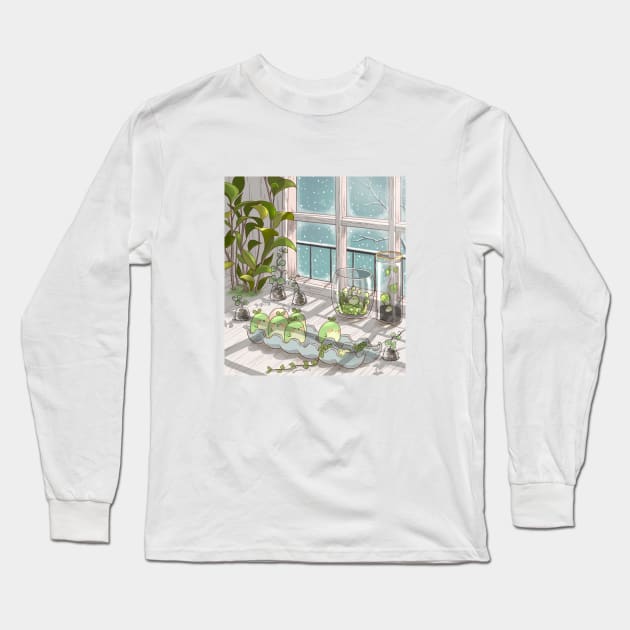 A nap on a snowy day. Long Sleeve T-Shirt by Mochipang